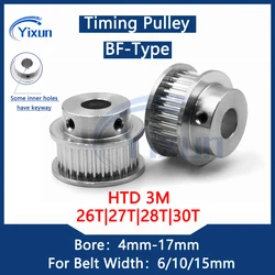 HTD 3M 26T 27T 28T 30 Teeth Timing Pulley Bore 4/5/6/6.35/7/8/10/12/14mm For Belt Width 6/10/15mm Synchronous wheel Keyway Gear