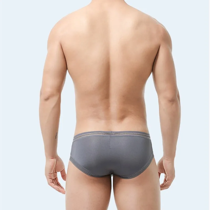 Calzoncillos de seda transparente para hombre, ropa interior fina y semitransparente brillante para hombre, calzoncillos transparentes sensuales de tiro bajo, calzoncillos con bolsa en U