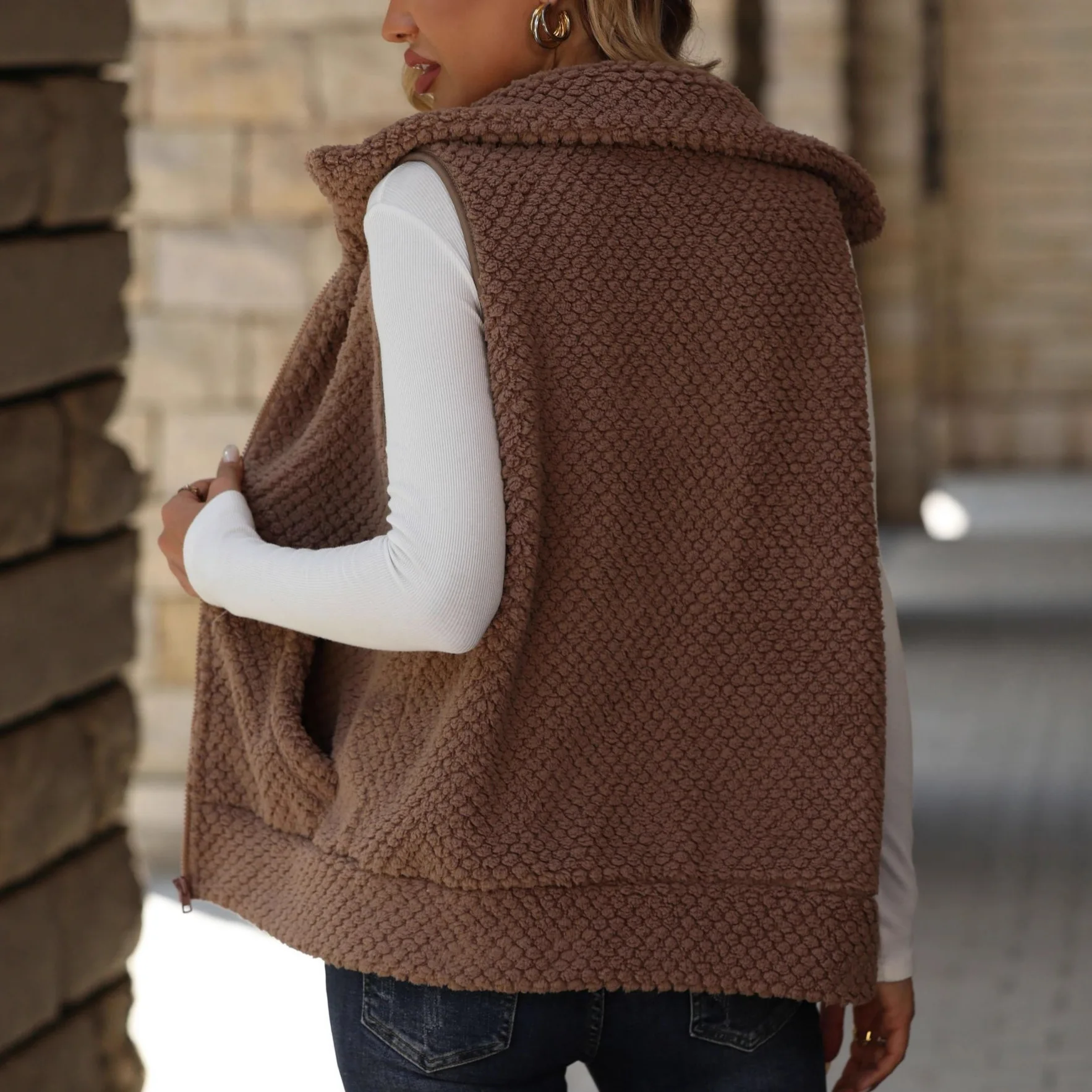 

Vests Waistcoats Thick Womens Woman Winter Plush Velvet Double-Layered French Style Chic Anti-Freezing Warmth Softy Professional