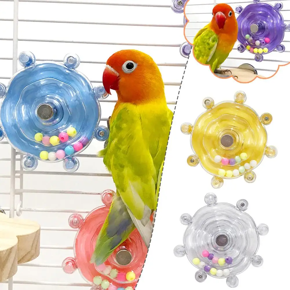 Interactive Parrot Toy Bird Cage Toy for Parrots Rotating Treat Dispenser, for Mental Stimulation and Entertainment