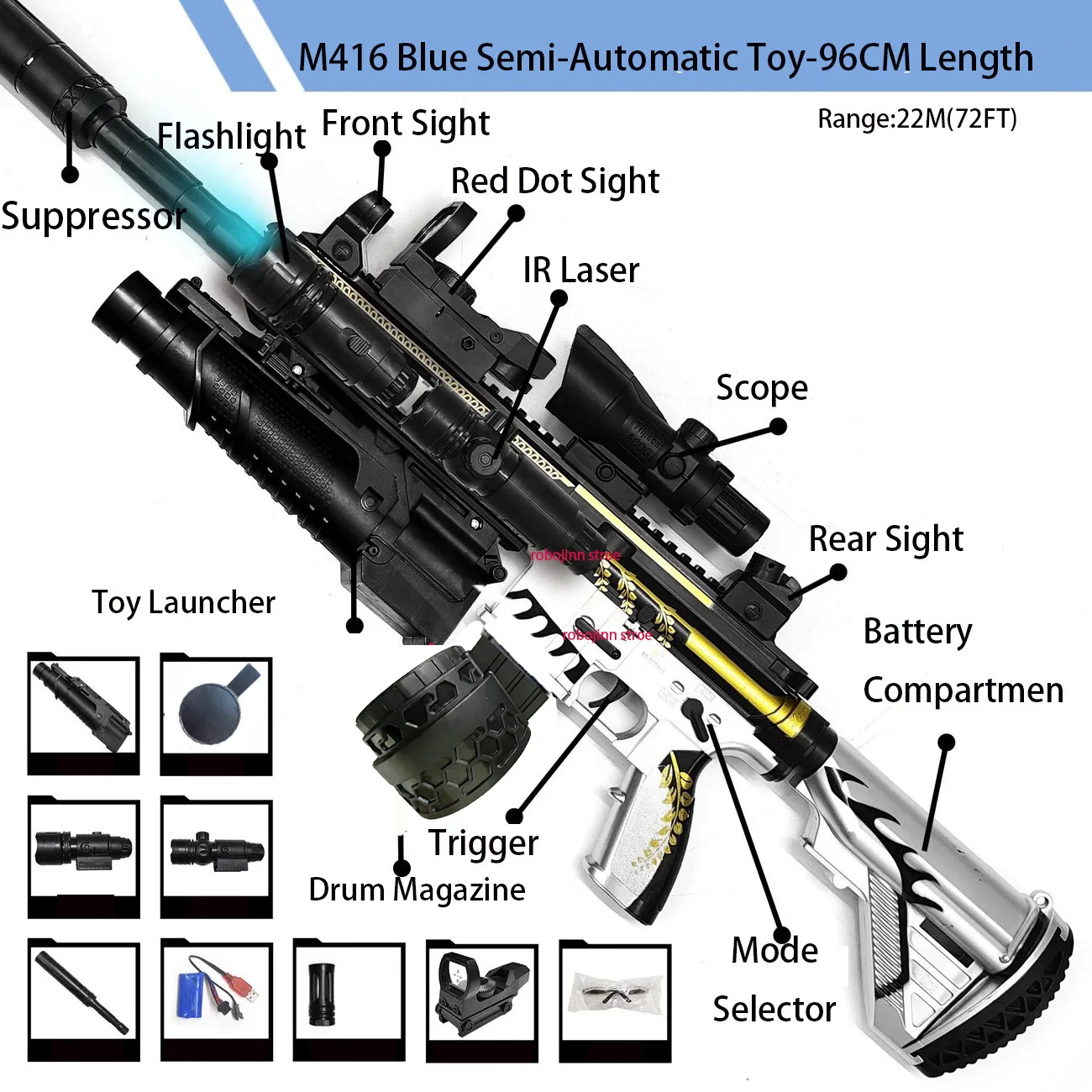 

M416 Автоматические электрические гелевые бластеры с реалистичной обратной связью и вибрацией для боевых игр на открытом воздухе, отличный подарок для взрослых, игрушка