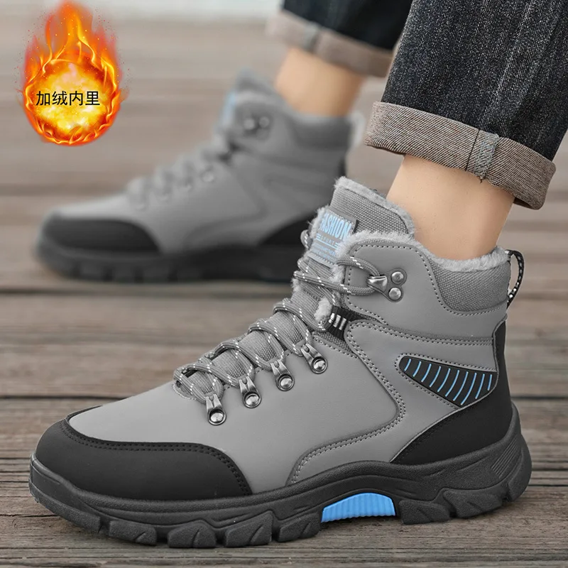 

Winter Mens Snow Boots Fashion Comfort Men Cotton Shoes Outdoor Non-slip Man Shoes Warm Anti-chill High Top Boots Zapatos Hombre