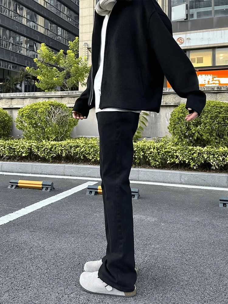 

Мужские джинсы Slim Fit на подкладке American Sle Fce, эластичные прямые брюки Bootcut, молодежные износостойкие длинные брюки