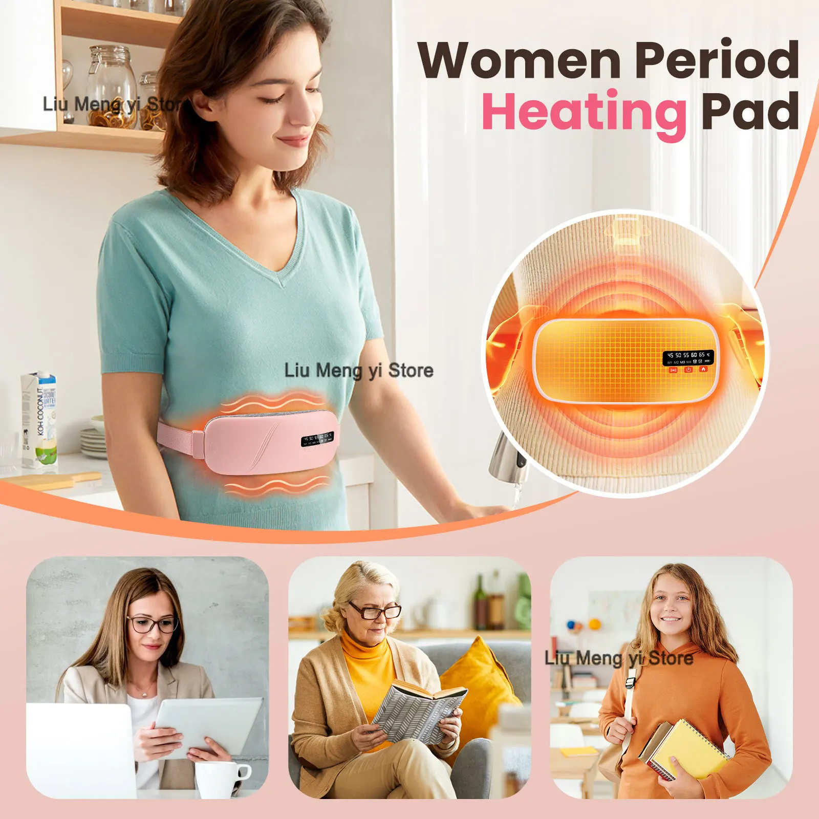 منصات التدفئة الحيض النسائية فعالة الساخن ضغط فترة الإغاثة حزام قابلة للشحن ساخنة الخصر مدلك هدايا للإناث #4