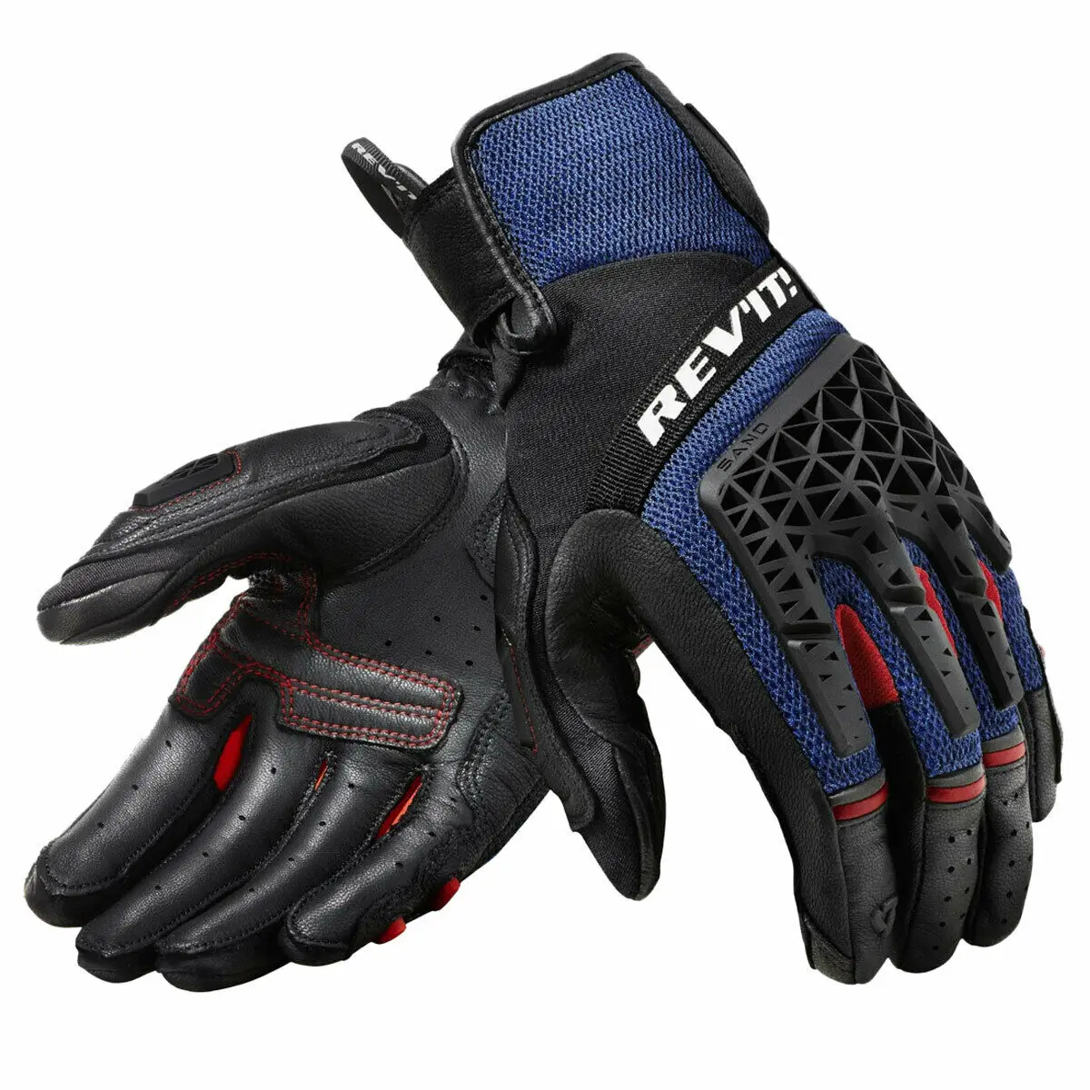 

New Blue/Black Revit Sand 4 Trial Motorcycle Adventure Touring Ventilated Gloves Genuine Leather Motorbike Racing MX ATV Gloves