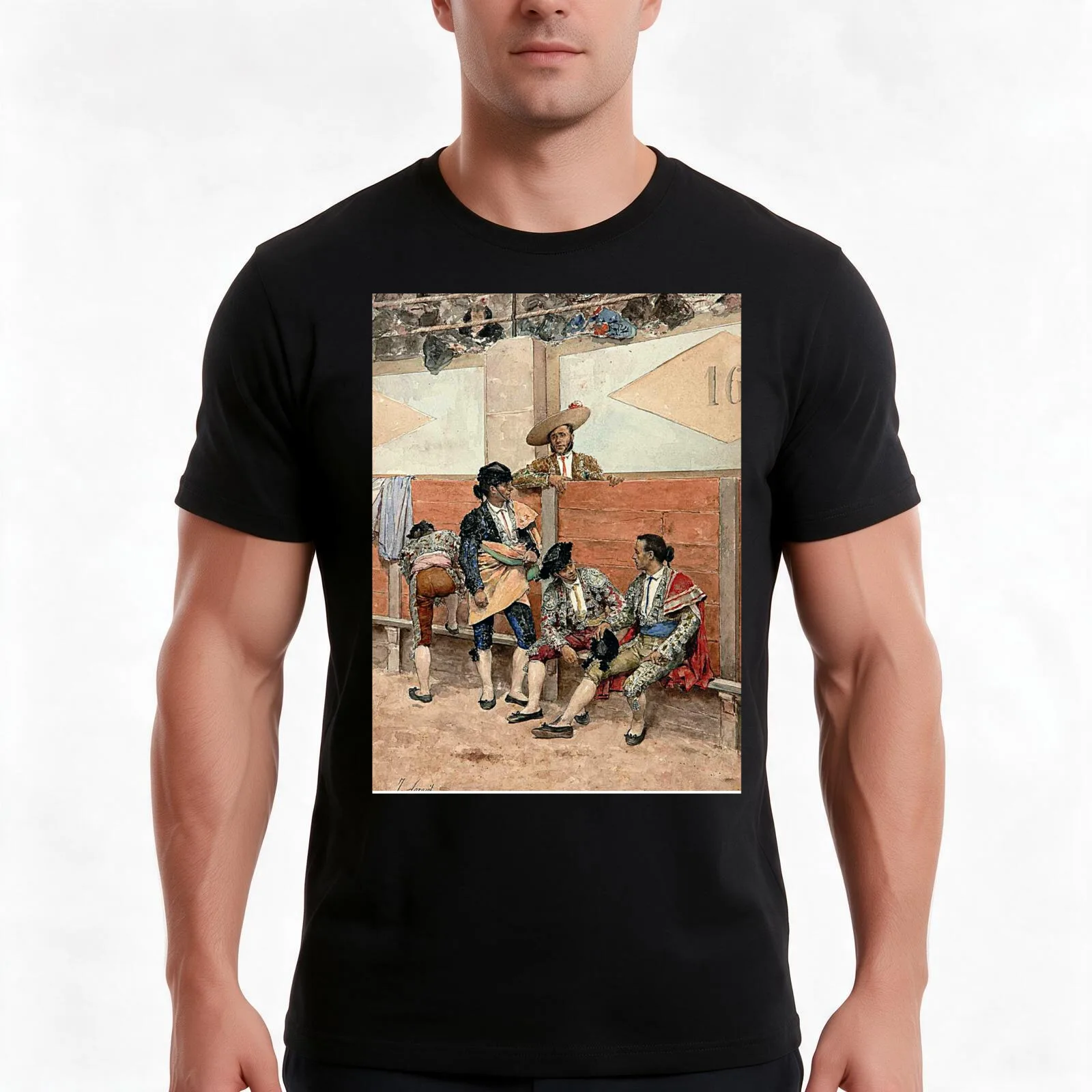 A Rest During the Bullfight by Joaquín Agrasot T-Shirt Summer Casual Cotton Tee Oversized Streetwear Tops Unisex Men Women