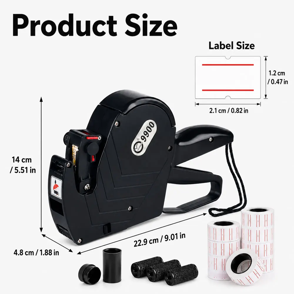 8-Digit Price Tag Gun Kit with 5000 Labels and 3 Ink Rolls, Pricing Marker Machine for Office, Retail Stores and Grocery Shops