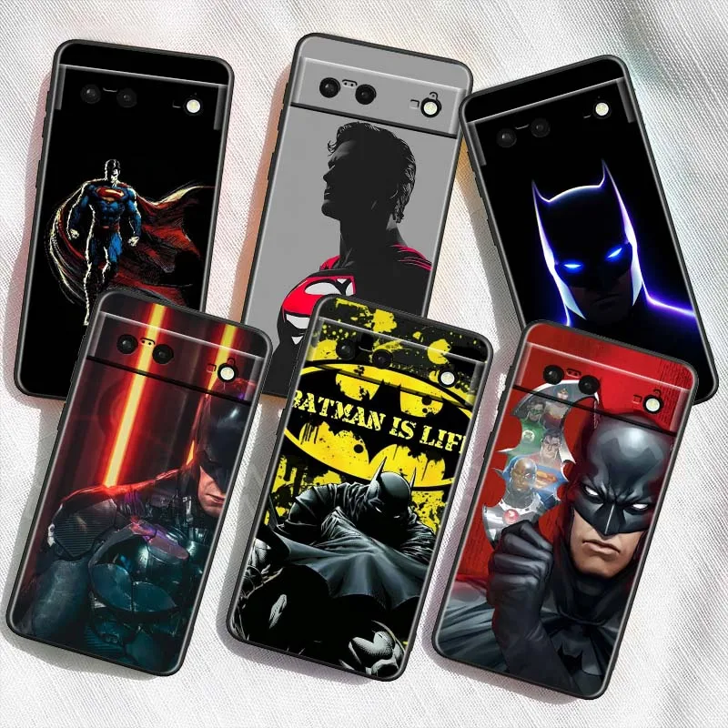 

B-Batmans S-Supermans Cool For Google Pixel 9a 9 8A 8 7 7A 6 6A Pro XL 2024 5G Black Soft TPU Silicone Cover Phone Case