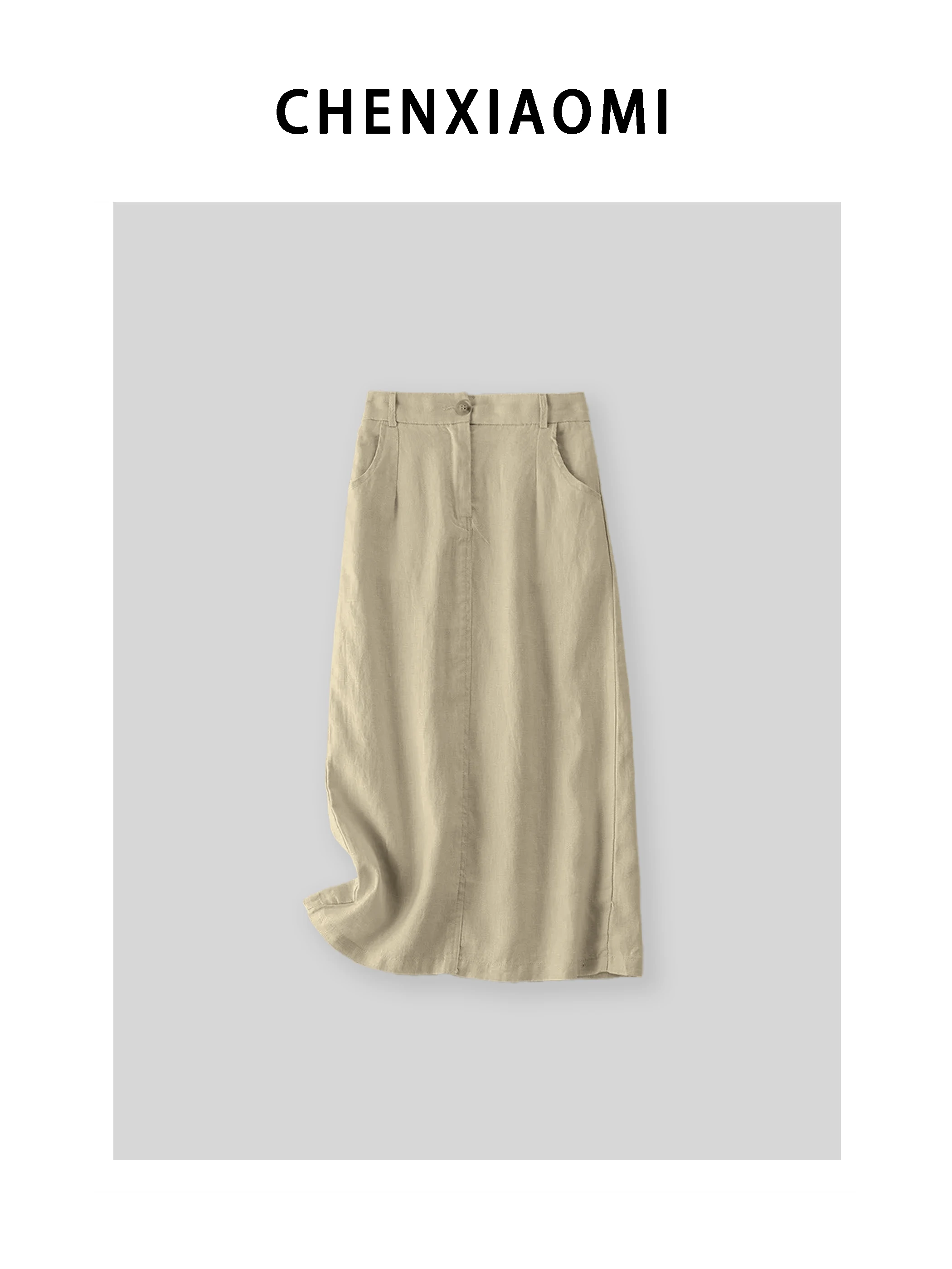 

Юбка Miji Home Travelogue Spicy Girl Chic Casual из льна, тонкая, средней длины, с завышенной талией, А-силуэт, из смесового полиэстера