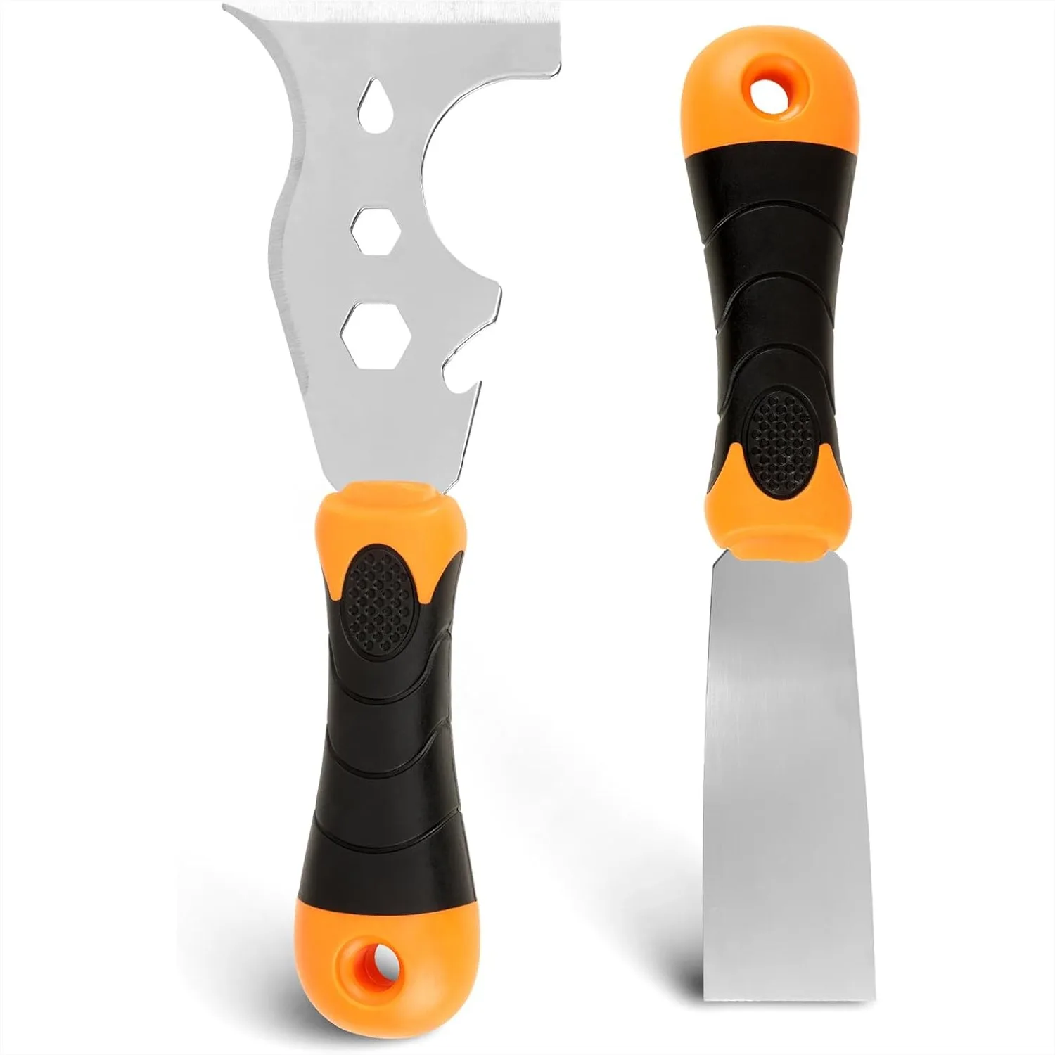 

12-in-1 Paint Scraper Tool, Stainless Steel Putty Knife for Wood, 2 Pack