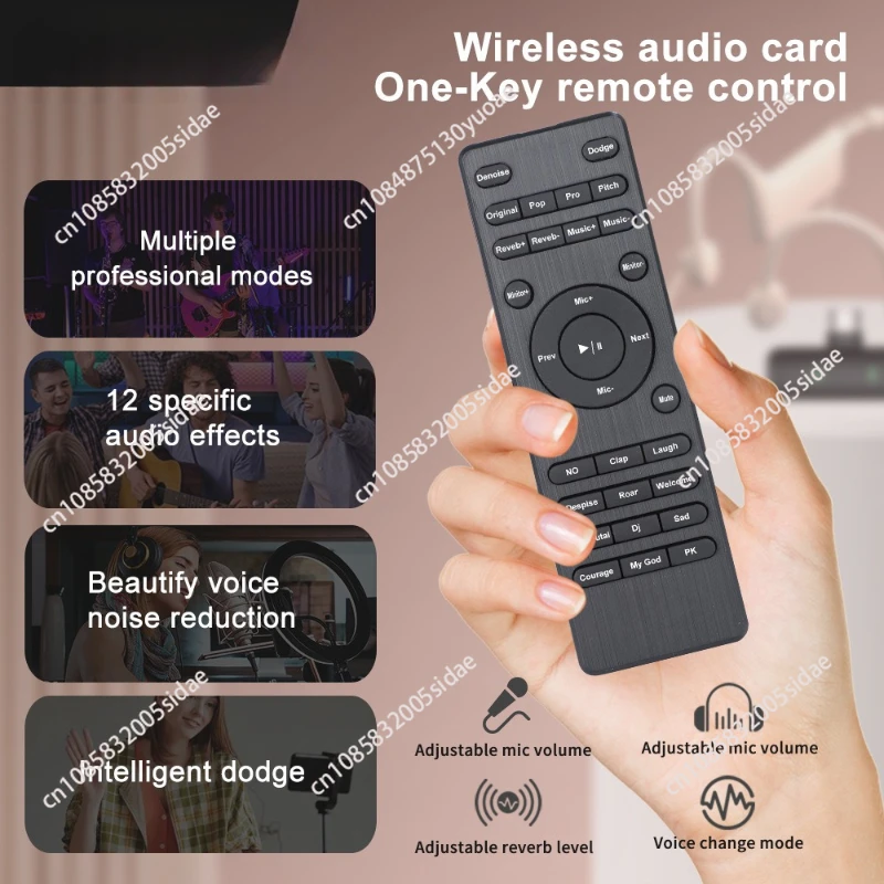 WS09 Wireless Live Streaming Remote Control Sound Card Headset Microphone Combo Ear-Hook Portable Sound