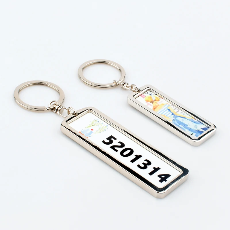 20pcs/Lot Car License Plate Sublimation Keychain Metal Keychain Double Sides Printable Sublimation Keychain Blanks