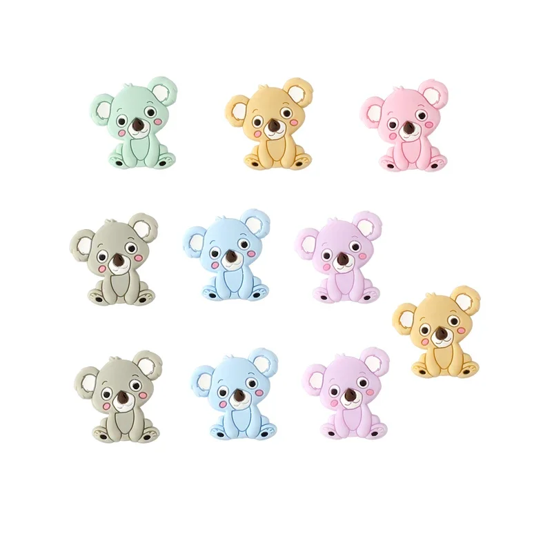 5/10 pçs contas de silicone focal koalas contas para fazer jóias diy frisado caneta chaveiro pulseira colar acessórios de jóias