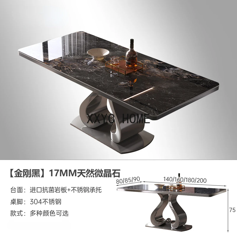 Marble Dining-Table Modern High-End Rectangular Super Crystal Stone Microlite Italian Luxury Stone Plate Dining Table