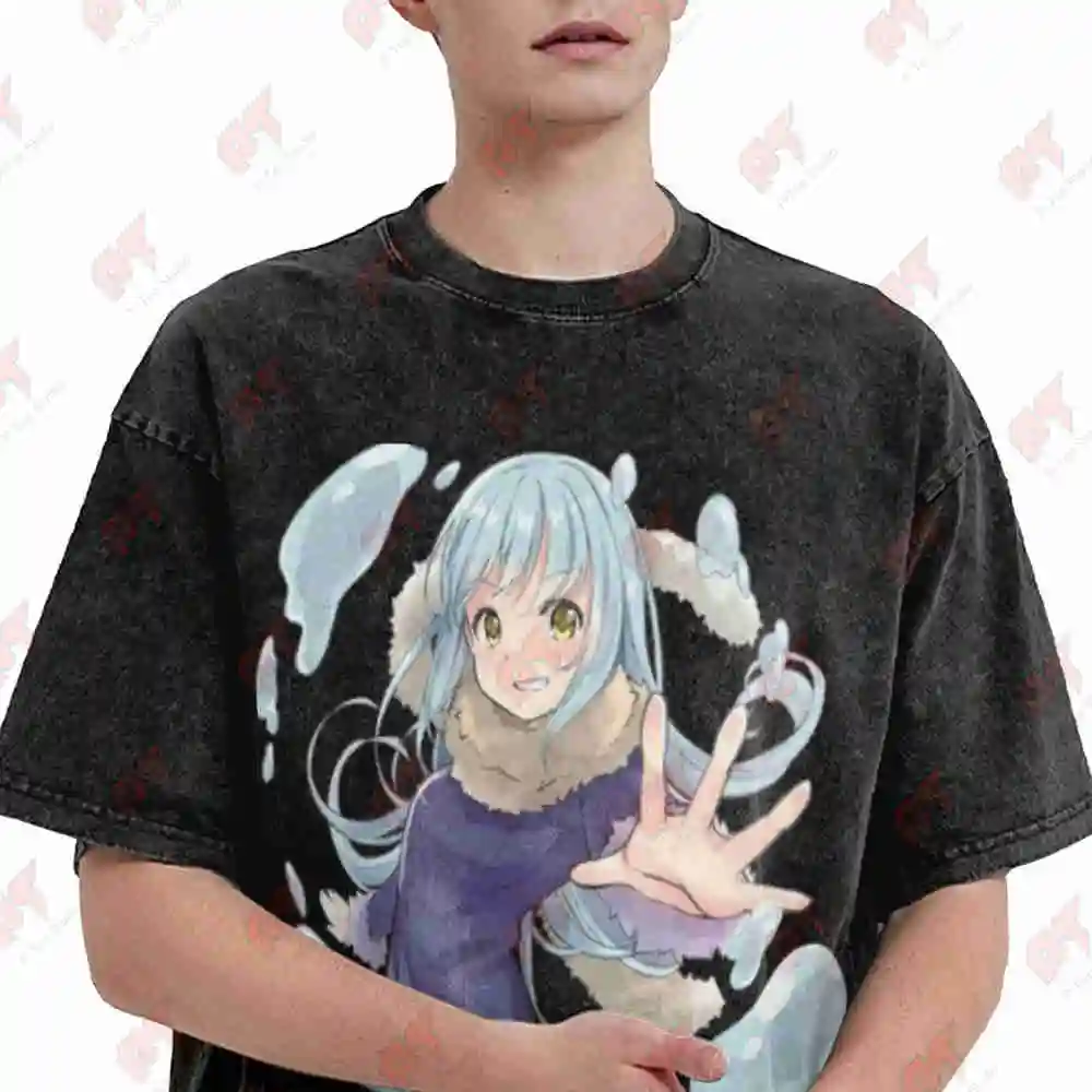 Reincarnating Into Slime Limlu Vintage Washed Tee Pure Cotton T-Shirt
