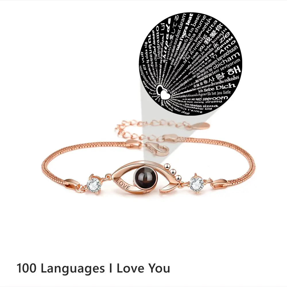 925 Sterling Silver Custom Projection Photo Bracelets Personalized Photo Bracelet for Women Mom Jewelry Valentine's Day Gift