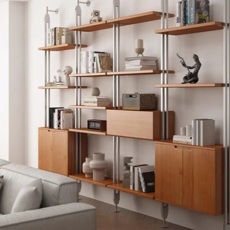 

Винтажные книжные шкафы из цельного дерева, потолочные настенные книжные шкафы, многоуровневая мебель для гостиной Zu Bucherregalen YS40CC