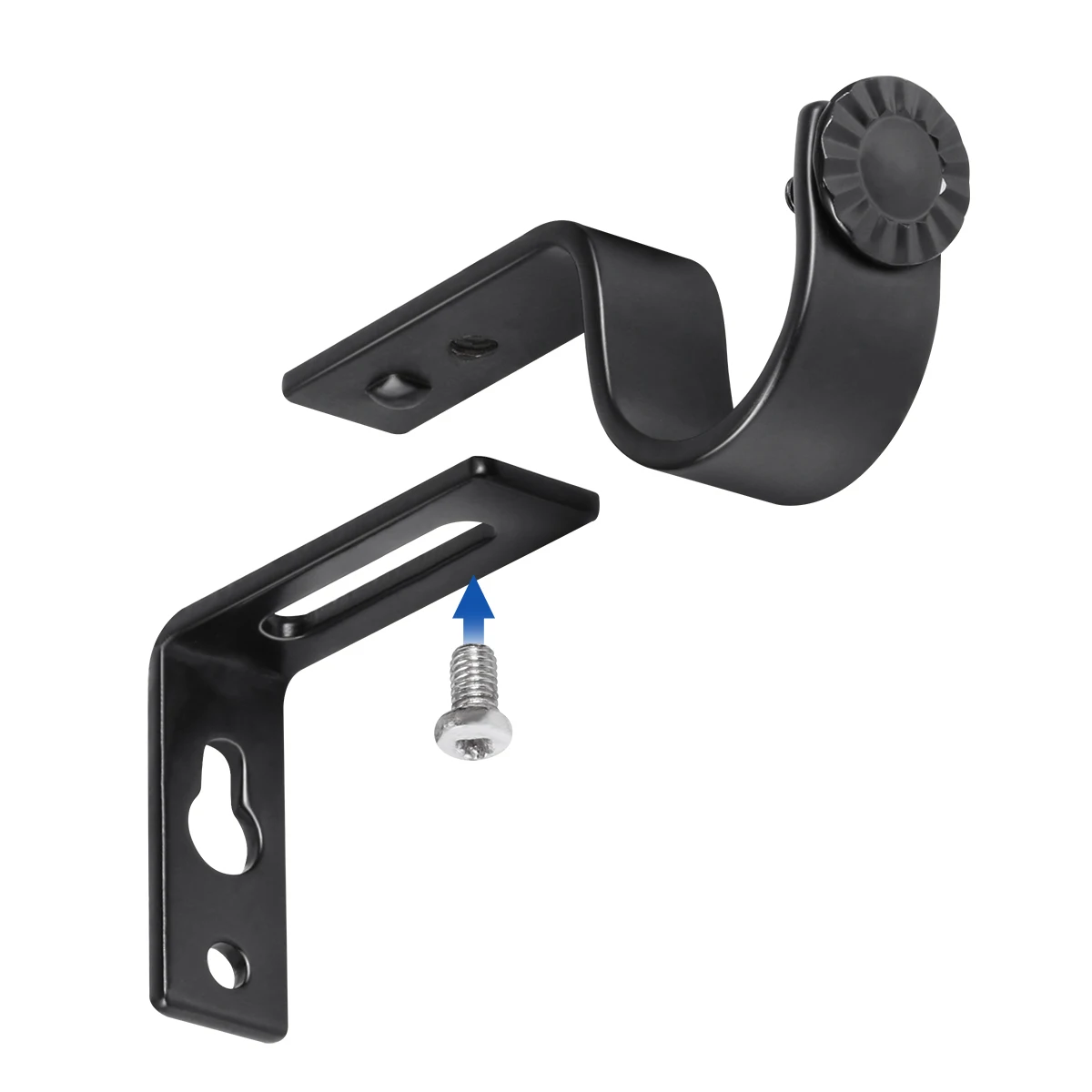 

2Pcs Curtain Pole Bracket Sturdy Wall Mount Holder Fits 15-22Mm Rod Easy Install Metal Bracket for Drapes Decor