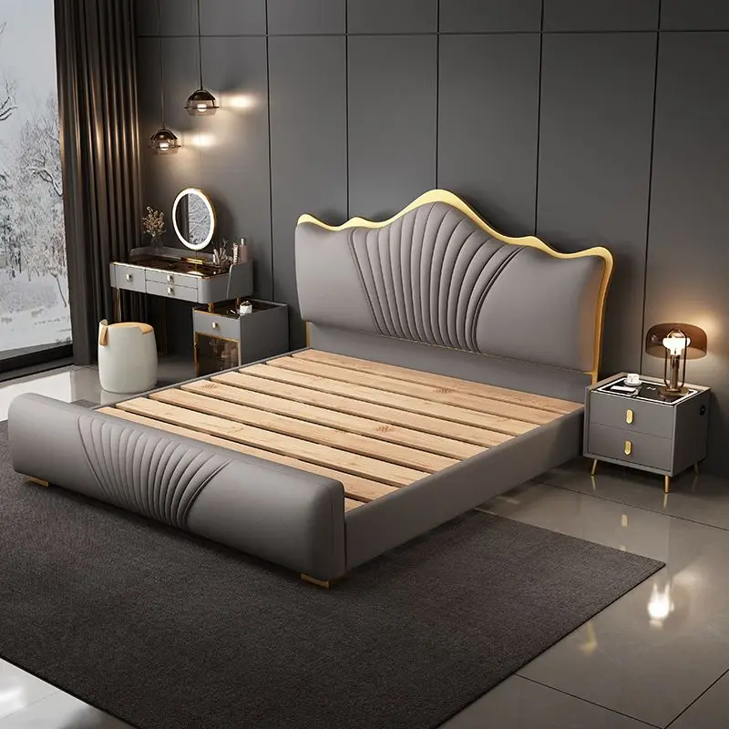European Modern Bedbedroom Floor Sun Beauty Girls Sleeping Bed Leather Headboards Letto Matrimoniale Lounge Suite Furniture