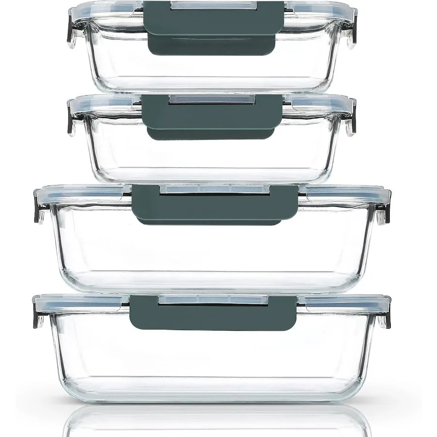 Extra Large Glass Food Storage Baking Containers Set 2 Pack 80 oz 36 oz Airtight with Lids Microwave Oven Freezer Dishwasher Sa