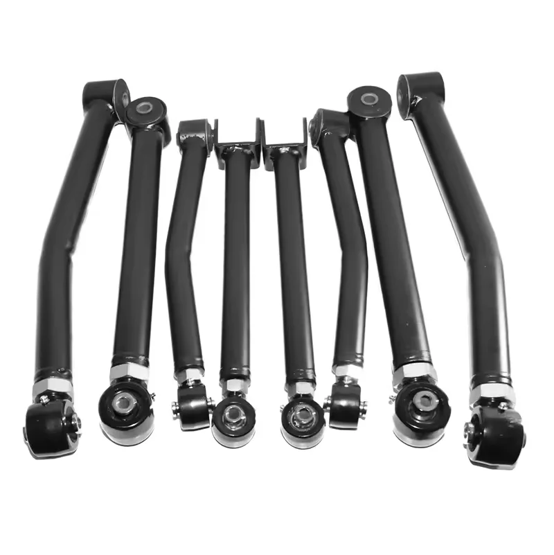 8Pcs Black F+R Upper+Lower Adj. Control Arm for 2007-2018 Wrangler Unlimited 4WD/2WD