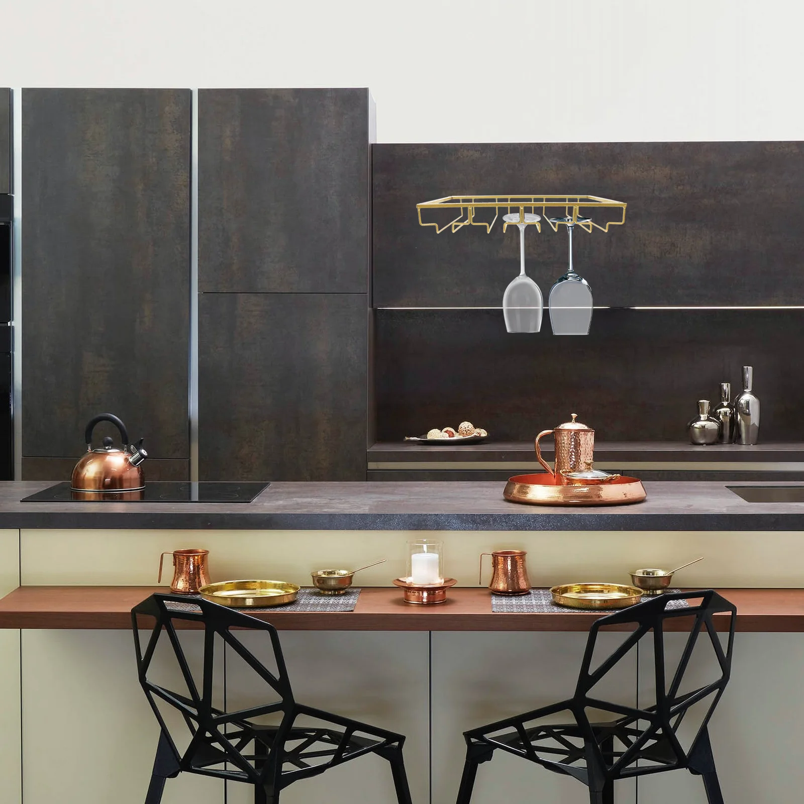 

Upside Down Wine Glass Rack Material Easy Installation Compact Design for Kitchen Bar Space Saver Wine Glass Rack