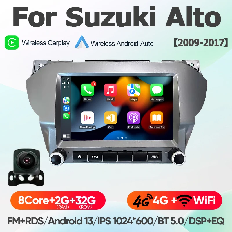 Voor Suzuki Alto 2009 - 2016 Nissan Pixo 4G+WiFi Android 13 draadloze CarPlay autoradio multimediasysteem navigatie BT radio