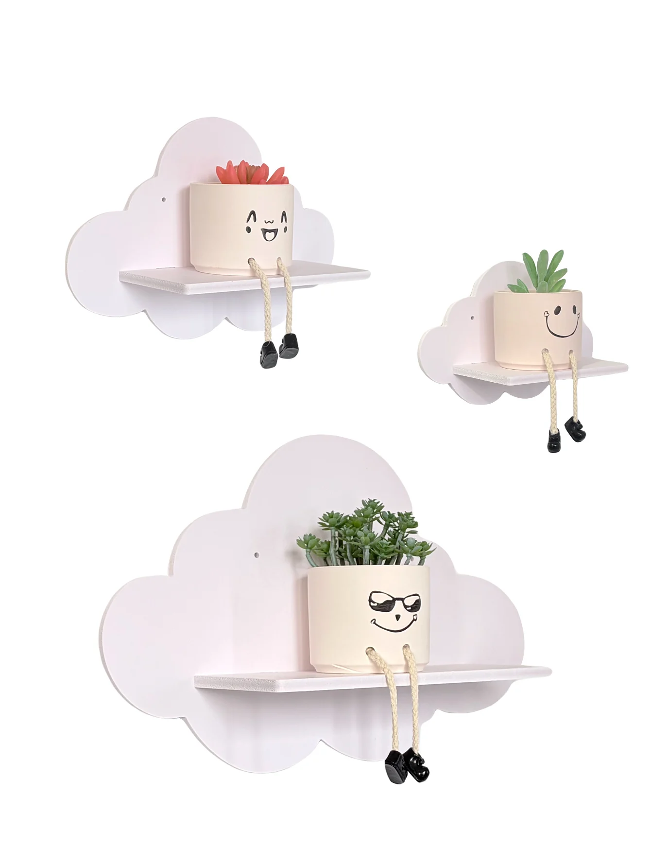 Set of 3 Beskadi Cloud Floating Corner Shelves Cloud Corner Wall Shelves for Kid’s Room,White Floating Shelf Nursery