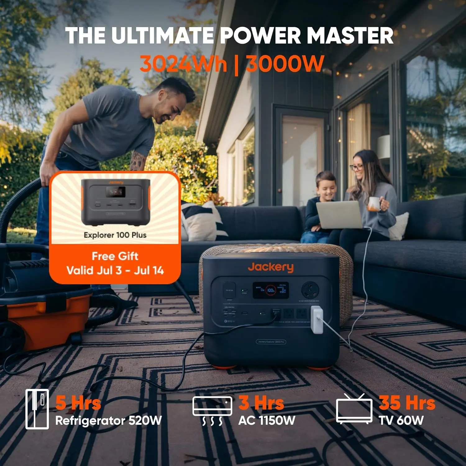 Solar Generator 3000 PRO 400W, 3024Wh Power Station with 2x200W Solar Panels, Fast Charging in 2.4 Hours, Intelligent BMS