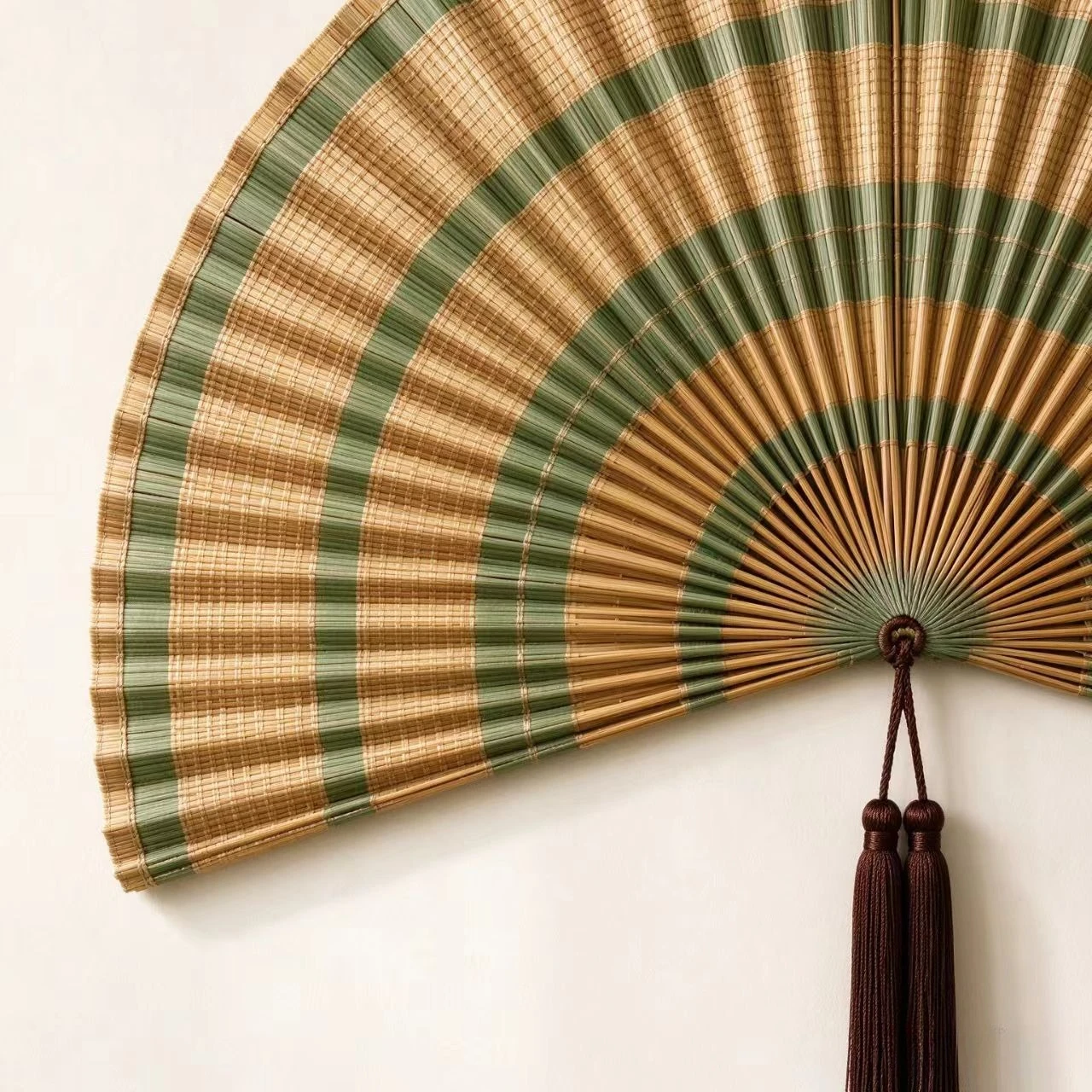 Oversized Handwoven Bamboo Fan Wall Hanging, Wabi Sabi Wall Art
