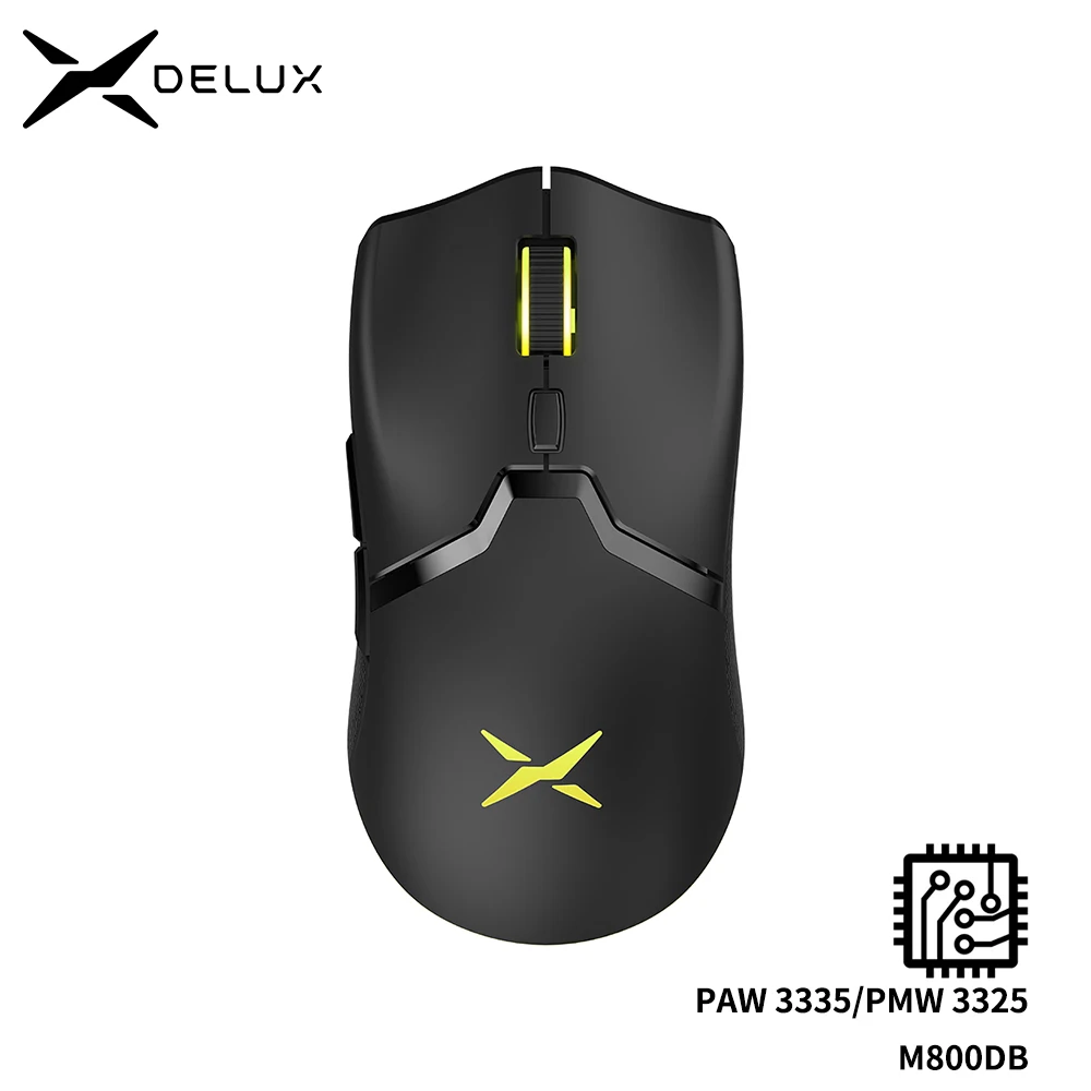 

Delux M800 RGB 2,4 Ghz Беспроводная игровая мышь с двойным режимом 16000 DPI легкая эргономичная мышь 1000Hz с мягким канатным кабелем