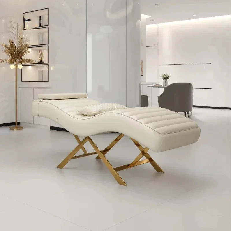 

Modern Gold Base Massage Table for Beauty Salon Eyelash Extension Complete Furniture Set with Adjustable Features