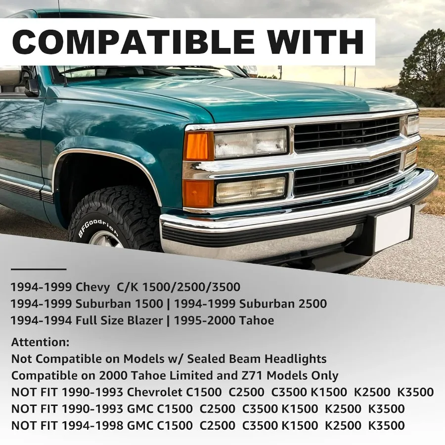 مجموعة المصابيح الأمامية المتوافقة مع شاحنة تشيفي 94-98 OBS، 1994-1998 تشيفي سيلفرادو، 1992-1994 بليزر، 92-99 تشيفي سوبوربان، 95-0 #2
