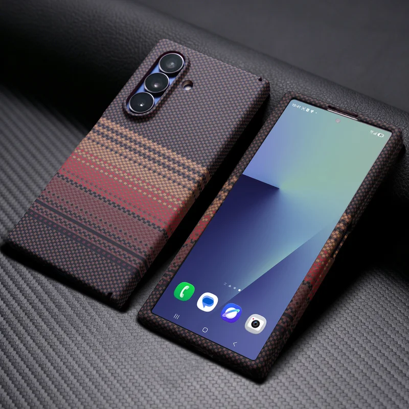 Luxury Business Magnetic PC Carbon Fiber Case For Samsung Z Fold 8 Ultra 5G Shockproof Screen Protector with Tempered Glass Film