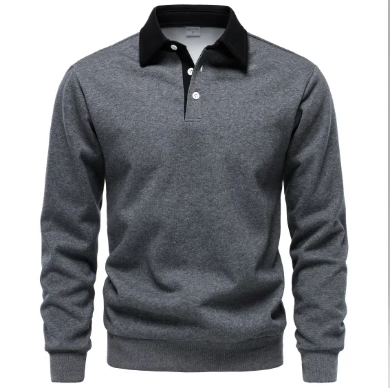 

Men's Sweater 2026 New Spring and Summer POLO Shirt Lapel Versatile Long-sleeved Top Men's Simple and Casual