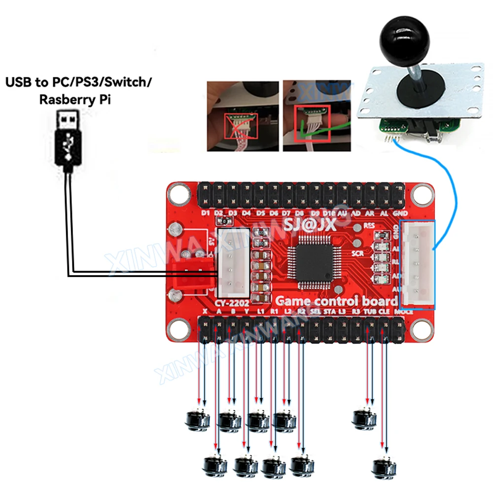 Copy Sanwa Joystick Neo Geo Arcade Game Diy Kit Raspberry Pi  XBOX360 Android PS3 In 1 Usb Controller Zero Delay Board Command