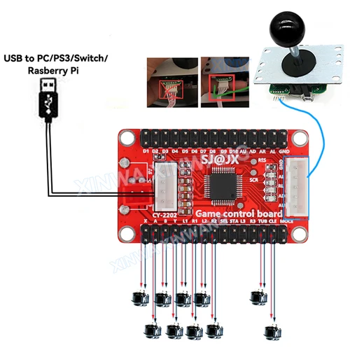 Imagen 2 del producto Juego de Arcade Sanwa, Joystick Neo Geo, Kit de bricolaje, Raspberry Pi XBOX360, Android PS3 en 1, controlador Usb, Comando de placa de retardo cero