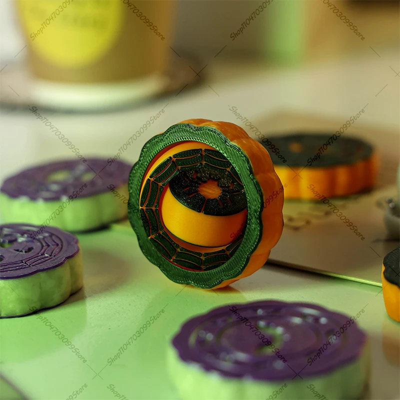 Fidget Spinner de Halloween con estampado 3D, bola giratoria de juguete, giroscopio Universal en forma de O, rotación infinita por gravedad, descompresión