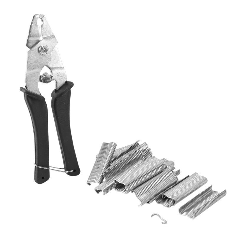 

1Pcs Hog Ring Plier Tool And 600Pcs M Clips Chicken Mesh Cage Wire Fencing Crimping Solder Joint Welding Repair Tools