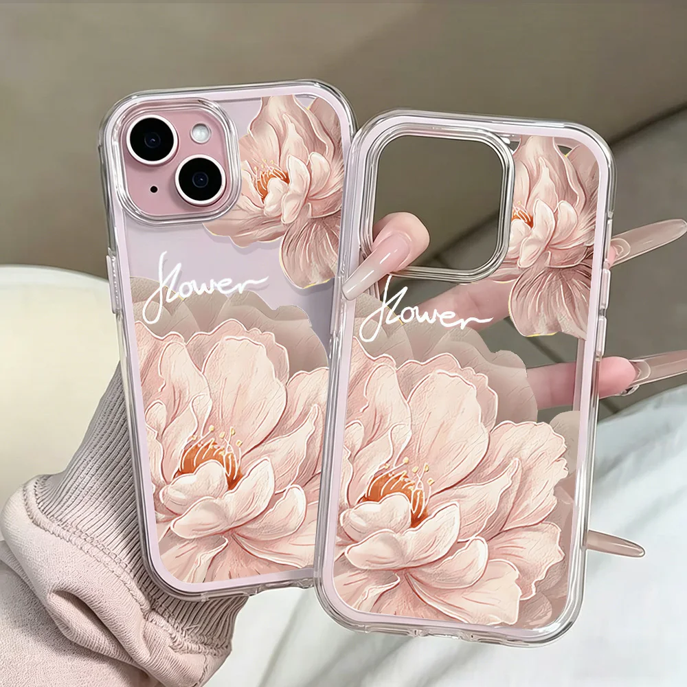 Elegant Flowers Clear Phone Case For iPhone 17 13 16 15 11 12 14 Pro Max 17 Air XR X Case Silicone 2 IN 1 Shockproof Soft Cover - view 6