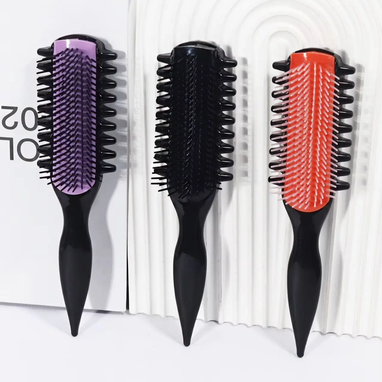 Multi tooth nine row nylon comb, curling comb, nylon bristles, anti-static and heat-resistant, special for real hair wigs