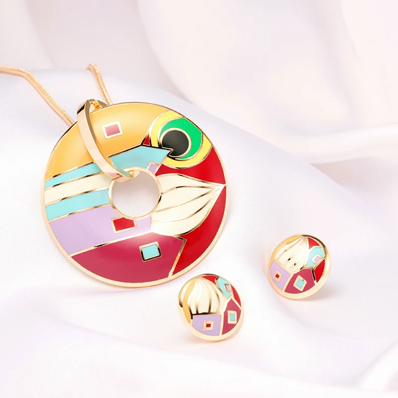 R&X New Fashion Necklace/earrings Collier Mariage Joyas Shinning Gift Party Dubai 22 Bridal Enamel Women Jewelry Set Anniversary