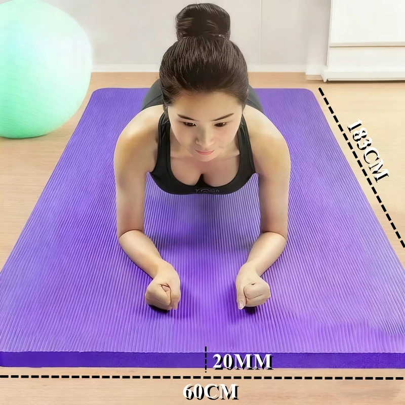 1-個の厚さ-20-ミリメートルフィットネスマットエクササイズヨガピラティス-183-×-60-体操マットフィットネス機器ゴムヨガマット滑り止めスポーツ