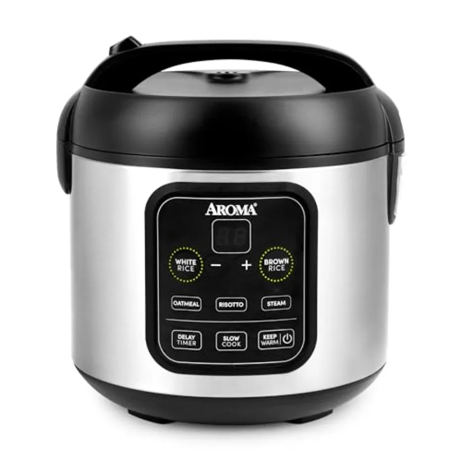 

Housewares ARC-994SB Rice and Grain Cooker Slow Cook Steam Oatmeal Risotto 8- cooked/-/2Qt Stainless Steel