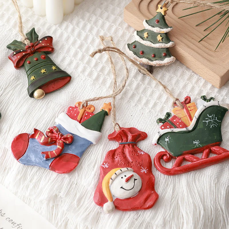 

Christmas Retro Figurines Ornament Santa Claus Snowman Sleigh Tree Resin Decoration for Fairy Garden Doll House Home Decor