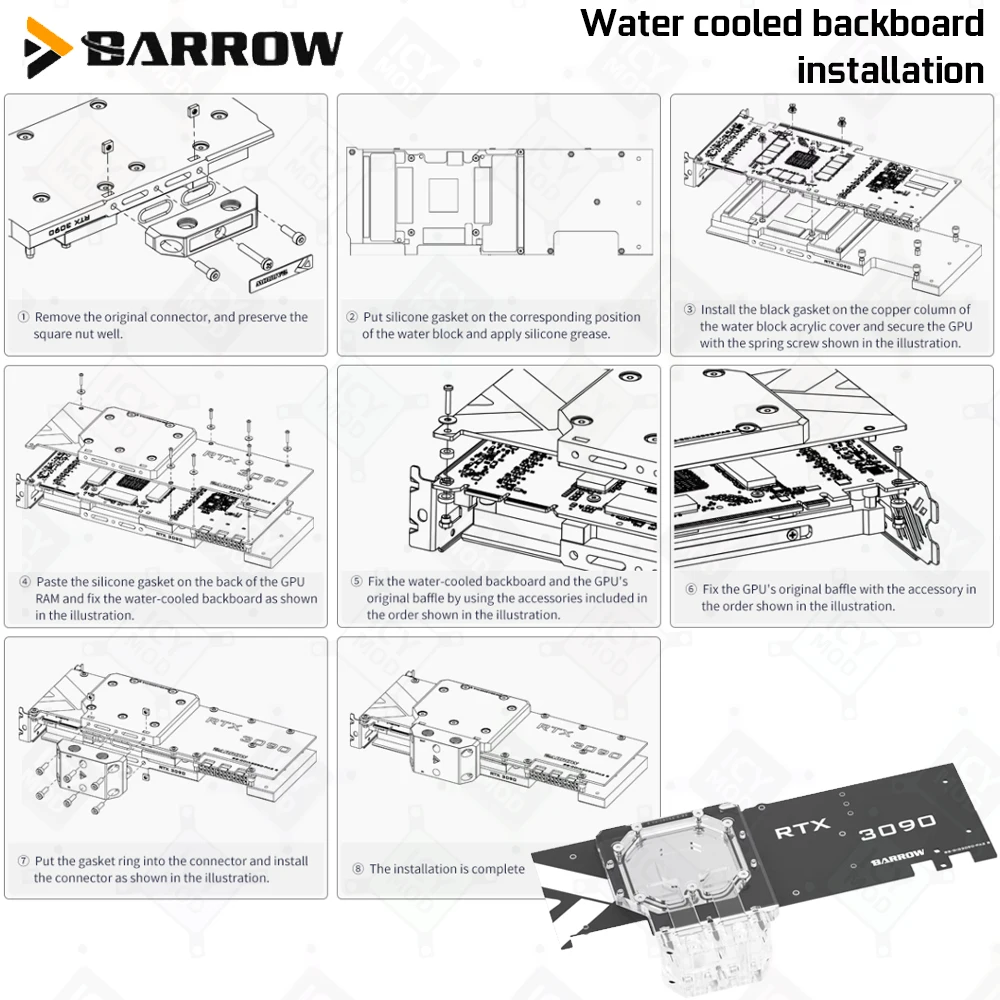 Barrow Video Cards Water Cooler BS-GIG3090-PA2 GIGABYTE 3090/3080 GAMING EAGLE VISION OC GPU Block PC Liquid Cooling Building