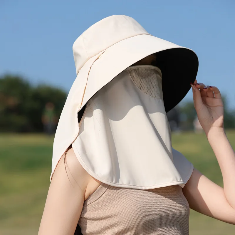 UV Protection Wide Brim Fisherman Hat Detachable Face Shield Neck Guard Sunshade Fishing Hat