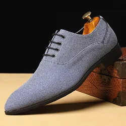 2023 New Classic Hemp Mens Dress Shoes Oxford For Men Zapatos Hombre Male Italy Fabric Lace-up Sapato Social Mens Formal Autumn