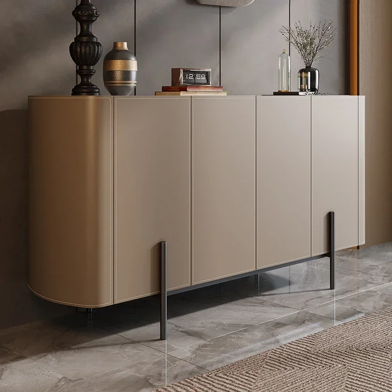 

Solid wood porch cabinet living room dressing room bedroom bedside high storage saddle leather sideboard modern home furnishing