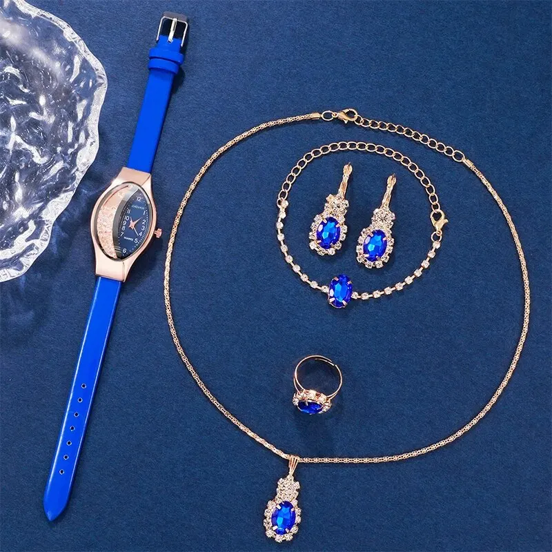 6 pezzi Set orologio al quarzo moda donna orologio femminile quadrante con strass Design di marca di lusso orologi da donna semplice orologio da